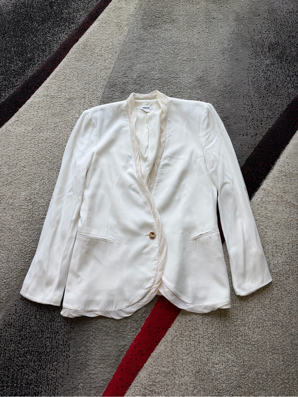 Helmut Lang White Silk Trim Decorative Blazer